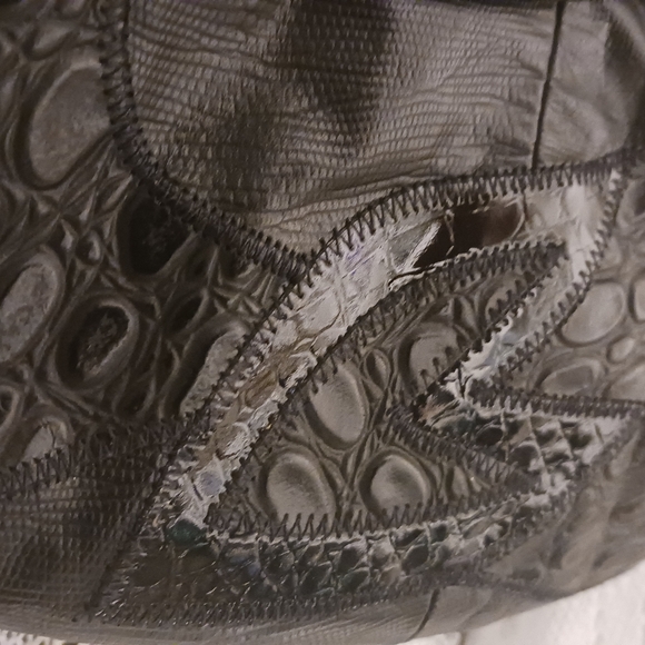 VINTAGE Bags By Pinky ® Black Leather Clutch w/ Hideable Shoulder Strap - Picture 6 of 13